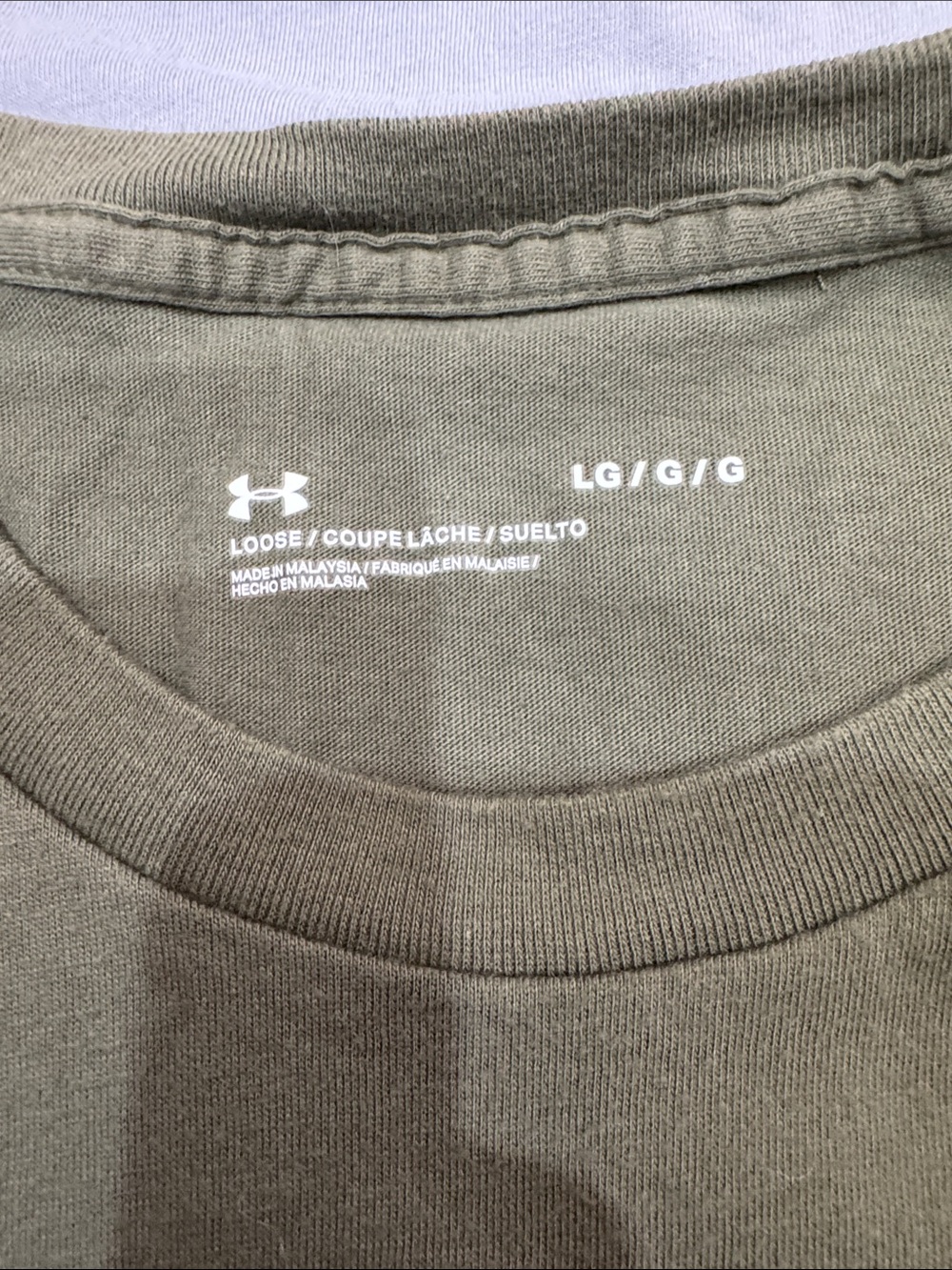 Under Armour Men’s Olive Green Freedom Logo Tee with Light Gray Logo Graphic Tee - Picture 4 of 5